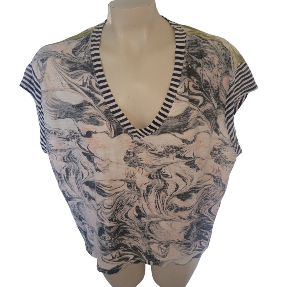 We The Free Womens V-Neck Printed Top S Cotton streetwear colege casual beach‎